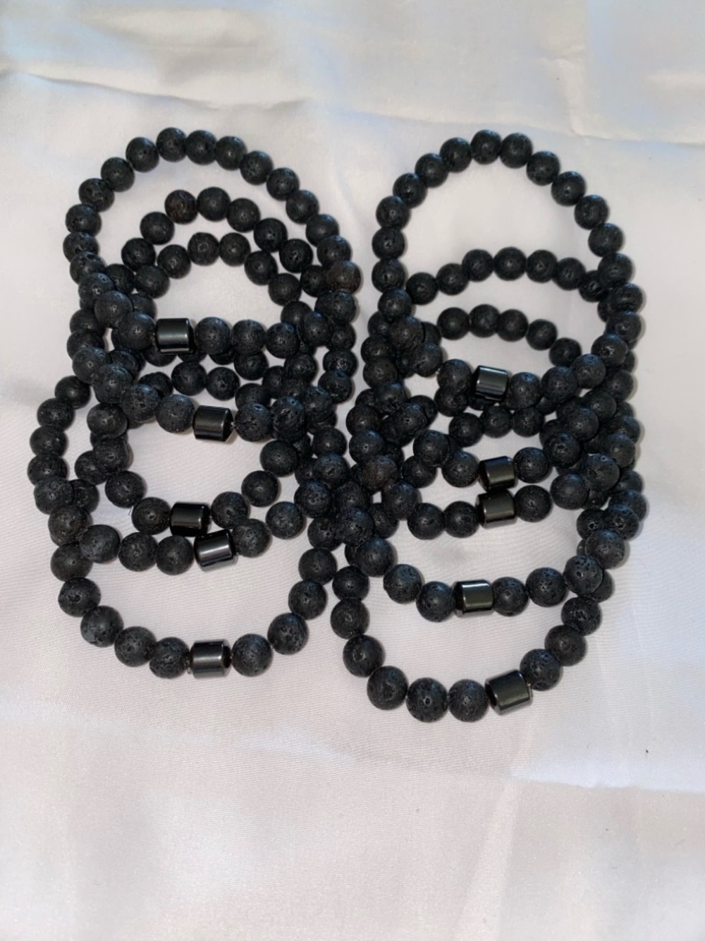 1- Black Lava Stone Stretch Bracelet